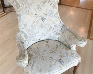Vintage Armchair with Bird & Floral Fabric