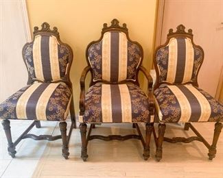 Set of Six (6) Upholstered Dining Chairs (2 Captain's Chairs & 4 Side Chairs)