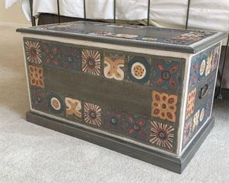 Colorful Wood Carved Chest / Trunk