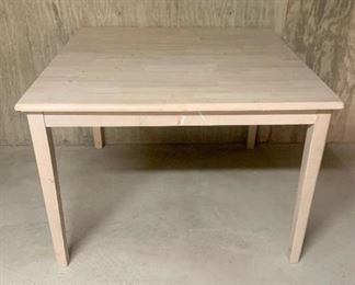 Square Pickled Wood Table