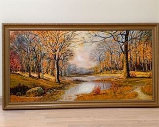 Framed Artwork / Painting - Fall Scene, Signed