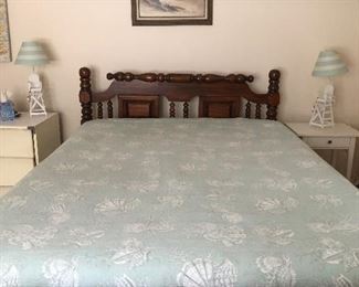 Queen bed.  Headboard, footboard, mattress. 
