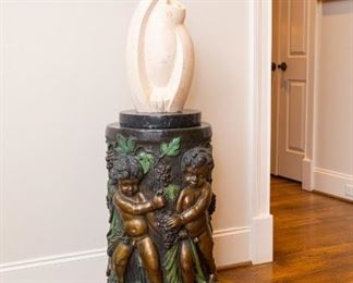 Mario Nardini bronze pedestal cherubs in relief (top white art piece not for sale)
