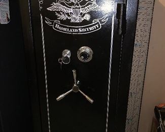 Homeland Security, Gun Safe. Original Documents and Keys Available. 4 Long Gun and Multiple Pistol Plus Storage Capacity. $950.00 AVAILABLE FOR PRESALE, due to hauling and transport requirements. 