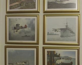 Collection of 6 Framed WWI Naval Aircraft