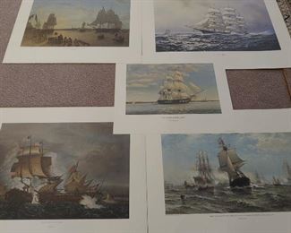 5 Early American Tall Ships Prints