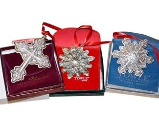 Three 3 Sterling Silver Christmas Ornaments by TOWLE