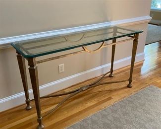 Entry Table Metal Base Glass Top