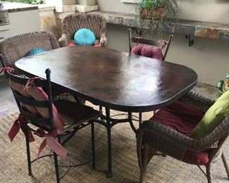 Hand hammered metal copper Patio table 