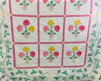 Embroidered Vintage handmade quilt 