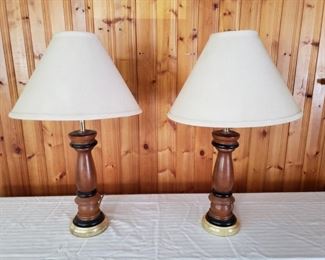 Two Matching Wooden Lamps