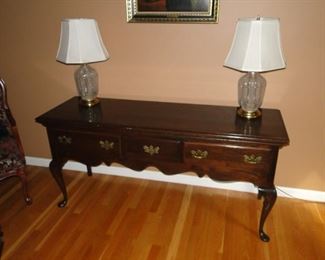 Sofa Table and pair of lamps
