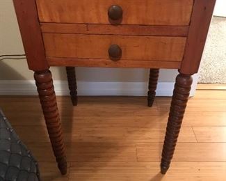 Cherry in tiger maple two drawer stand beautiful