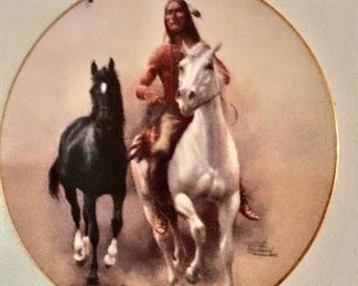 Indian and horses hanging plates