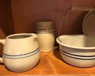 Blue trim pottery