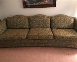 Olive/aqua subtle floral sofa