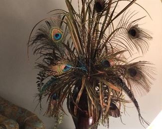 Custom peacock feather arrangement
