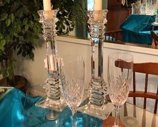 Towle crystal candle- pair Shannon crystal flutes