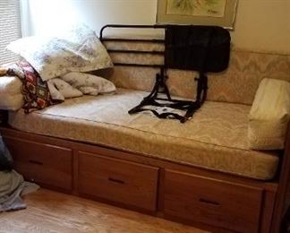 Daybed with storage drawers, adult bedrail