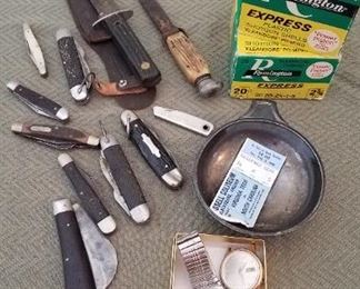 Seiko Watches,  Hotel Roanoke finger bowl, 20 Ga shells, and knives