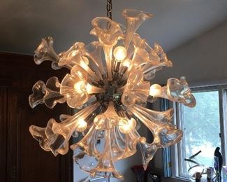 Mid century spudnik chandelier with murano glass