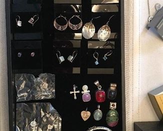 Sterling earrings, pendants, bracelet
