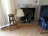 Antique wooden stool/bench, lamps