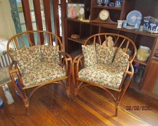 pair of bamboo chairs