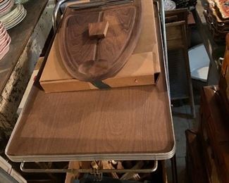 Vintage Serving Cart/Teak Cheese Tray