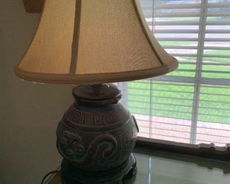 cute small aztec greenish looking lamp   $30.
