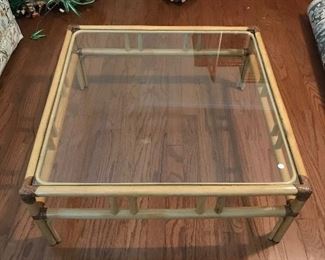 Bamboo and glass coffee table
