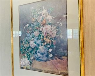 Large vintage gold framed still life prints.