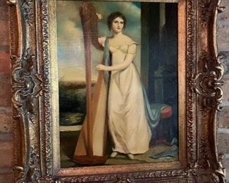 Original framed antique oil and amazing frame