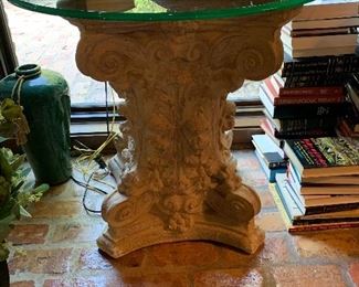 Glass top pedestal table