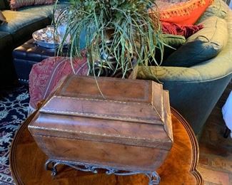 Antique round end table and chest box
