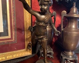 Front view of little girl bronze