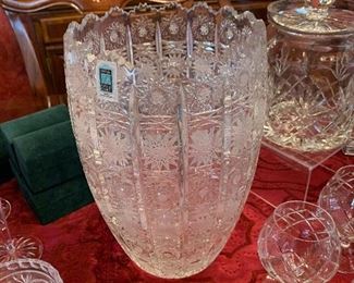 Large cut crystal vase