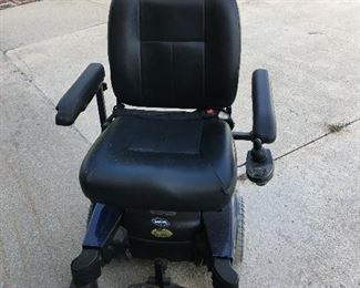 Invacare brand electric wheelchair. About 3 years old and batteries were replaced about 6 months ago.