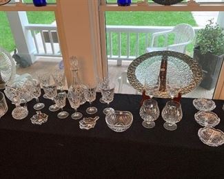 Crystal table with Waterford, Baccarat, Gorham, American Brilliant and much more.  