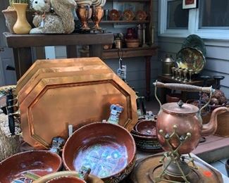 In the back on the terrace you will find a huge selection of pieces to entertain with this fall, Southwest pottery, brass, copper and much more!
