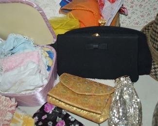 Vintage handbags and scarves