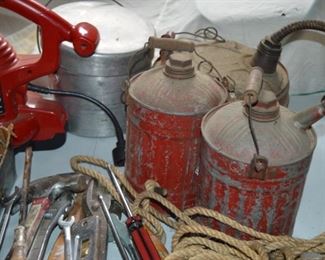 Antique camping and gas cans