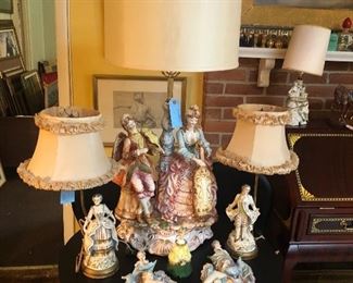 Antique Porcelain Figurines and lamps 