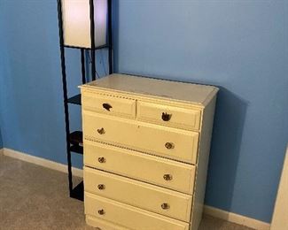 $ 20.00 White painted dresser, not perfect.  $ 35.00 Floor lamp