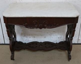 Lot #13 - Victorian Rosewood Marble Top Table 33" x 19" x 28 1/2"