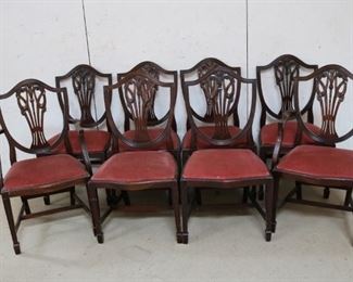 Lot #19 - Mahogany Set of 8 Shield Back Dining Chairs