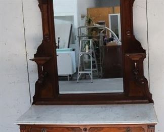 Lot #47 - Victorian Marble Top Dresser w/Mirror 48" x 21 1/4" x 90"
