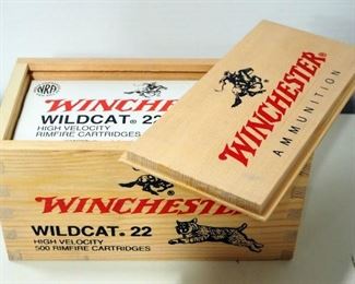 Winchester Wildcat And M22 .22 LR And Rimfire Ammo, Approx 1000 Rounds, Wildcat Is In Wood Collector's Box