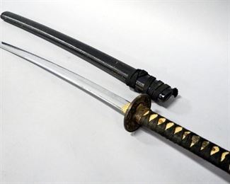 Wakizashi Sword, 17.5" Blade, In Wood Scabbard, Modern Production