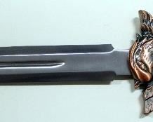 Dagger With Brass Eagle Hilt And Handle, 13.25" Blade, With Leather Sheath